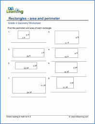 The perimeter of a rectangle is the sum of the lengths of the sides of the rectangle. Grade 4 Geometry Worksheets Free Printable K5 Learning