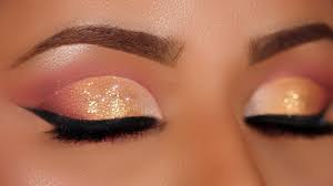 soft gold glitter cut crease makeup