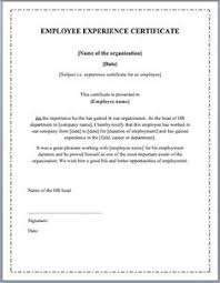 Job Experience Certificate Format Job Experience Certificate