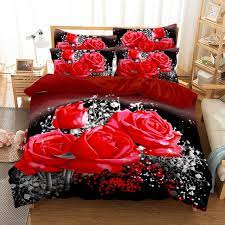Red Rose 3d Custom Print Bedding Set