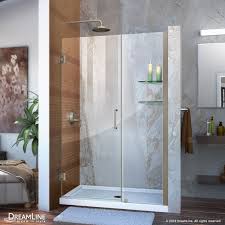Hinged Shower Door With Glass Shelves