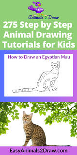 Next add the mouth and nose. Learn How To Draw An Amazing Egyptian Mau Cat With This Easy And Inspirational Step By Step Drawing Tutorial For Kids Of Cat Steps Animal Drawings Egyptian Mau