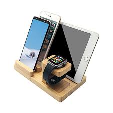 With its multiple grooves and four usb ports, the wooden charging station charges your mobile devices, and integrated apple watch stand keeps your smartphone. Blue Hole Apple Watch Stand 3 In 1 Bamboo Wood Charging Station Organizer Adjustable For Apple Watch Iwatch Multi Device Docking Place For Iphone Ipad Tablet And Pen Holder Buy Online In Aruba