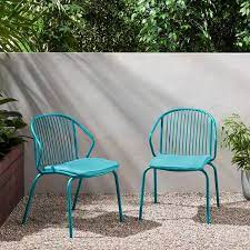 Outdoor Club Chair With Teal Cushions