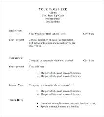 Resume Fill In Simple Resume Format