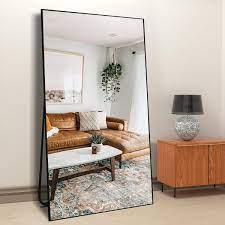 Seafuloy 31 5 In W X 71 5 In H Large Rectangle Black Alloy Framed Full Length Wall Mounted Standing Mirror