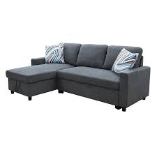 Star Home Living Hannah Microfiber Fabric Revers Sectional Sofa In Dark Gray