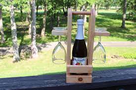 diy wine caddy with glass holder