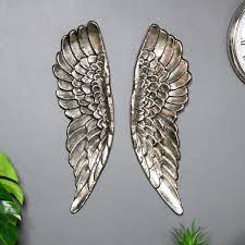large silver wall mounted angel wings