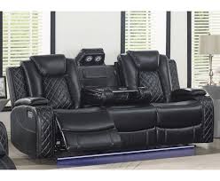 orion black leather reclining sofa with