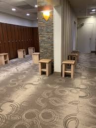 locker room carpeting with circle