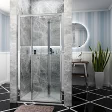 Elegant Bi Fold Shower Door 700mm Reversible Shower Enclosure 6mm Safety Tempered Glass Wet Room Double Folding Door