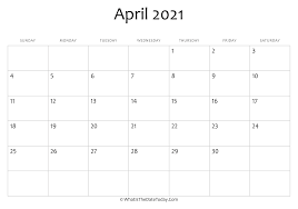 Easy to print, download, and share with others. Blank April Calendar 2021 Editable Whatisthedatetoday Com