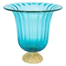 Italian Vase In Murano Glass Light Blue