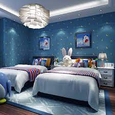From cartoon characters to wall murals, our range of children's wallpapers will transform your kids room in no time. New Children S Room Wall Roll Boy Girl Blue Star Moon Cartoon Non Woven Heathy Waterproof Wall Pape Kids Bedroom Wallpaper Kids Room Wallpaper Modern Kids Room