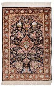 kashan silk persian rug black 158 x 101 cm