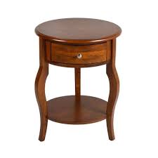 Brown Round Solid Wood End Table