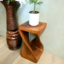 The Twist Raintree Wood Side Table