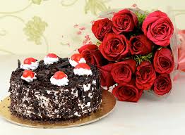 red roses cake flower bouquet deal