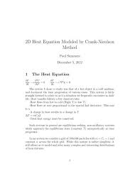 2d Heat Equation Modeled By Crank