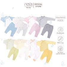 Bộ Quần Áo Dài Tay Sơ Sinh Cài Lệch Nous Cho Bé (Size Newborn NB) - Quần áo  em bé