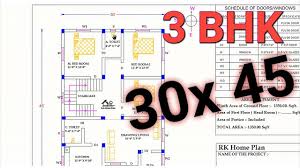 30 X 45 East Face 3 Bhk House Plan As
