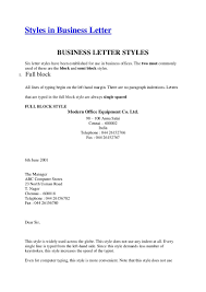 Styles Of Business Letters And Examples Formal Business Letter