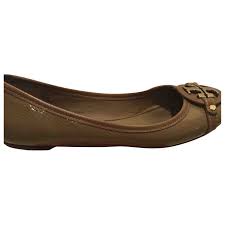 Leather Flats Tory Burch Beige Size 10 Us In Leather 6232684