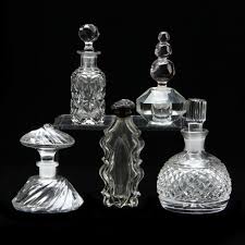 Five Vintage Cut Glass Perfume Bottles