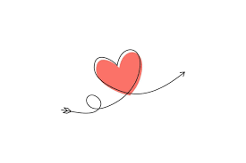 la flèche de Cupidon dans le dessin continu de lignes sous la forme d'un  cœur et le texte aime dans un style plat. ligne noire continue. symbole  d'amour et de tendresse. 2112462 -
