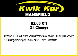 Call to learn more about specials. Coupons Kwik Kar Mansfield