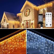 Icicle Lights Outdoor B Right 440 Led Icicle Lights Warm White Cool 11modes Dimmable 2 In 1 With Remote Timer For Outdoor Eaves Garden