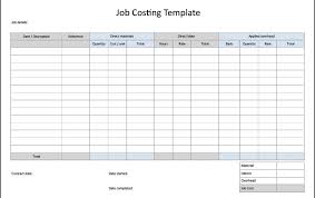 job costing sheet excel template