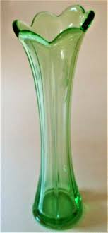 green vaseline depression glass vase