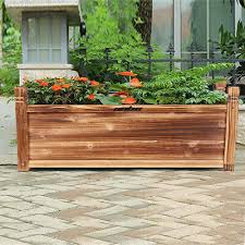 Carbonized Large Wood Planter Box
