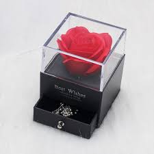 preserved eternal red rose jewelry box