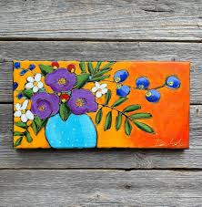 It's about to classy in here. Original Acrylic Painting On Canvas Green Lime Flowers Vase With White Flowers Purple Background Home Decor Painting Acrylic Painting Flowers Acrylic Painting Canvas