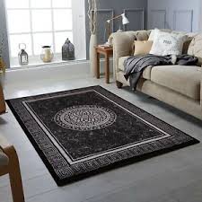 modern design rug black grey soft large
