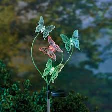 Lighted Erfly Garden Stake Color Changing Leds Solar Powered Outd