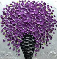 Modern Abstract Art Purple Flowers
