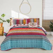 Mandala Striped Fl Quilted Coverlet