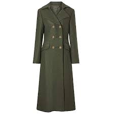 Womens Long Green Wool Military Coat