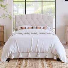 Full Bed Frame Elegant Linen