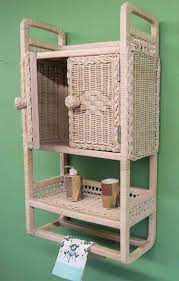 Wicker Cabinet With Towel Bar White Wash