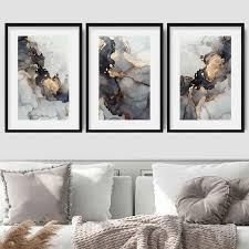 Framed Set Of 3 Abstract Art Prints Of