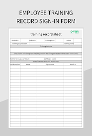 free training record form templates for