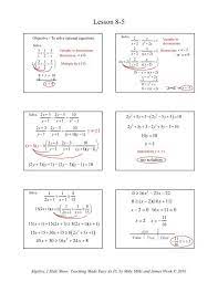 8 5 Solving Rational Equations And