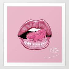 pink lips art print by kendal blake