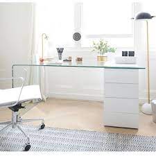 Refract Glass Desk With Drawers Home