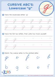 cursive abcs lowercase g for kids